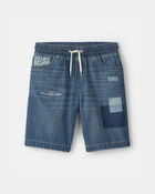 Gar&ccedil;ons - Short en denim &agrave; motif patchwork - D&eacute;lav&eacute; fonc&eacute;, image 1 sur 3 diapositives