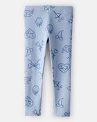 Toddler Girl Bow Icon Pull-On Stretch Leggings - Blue, image 2 of 4 slides