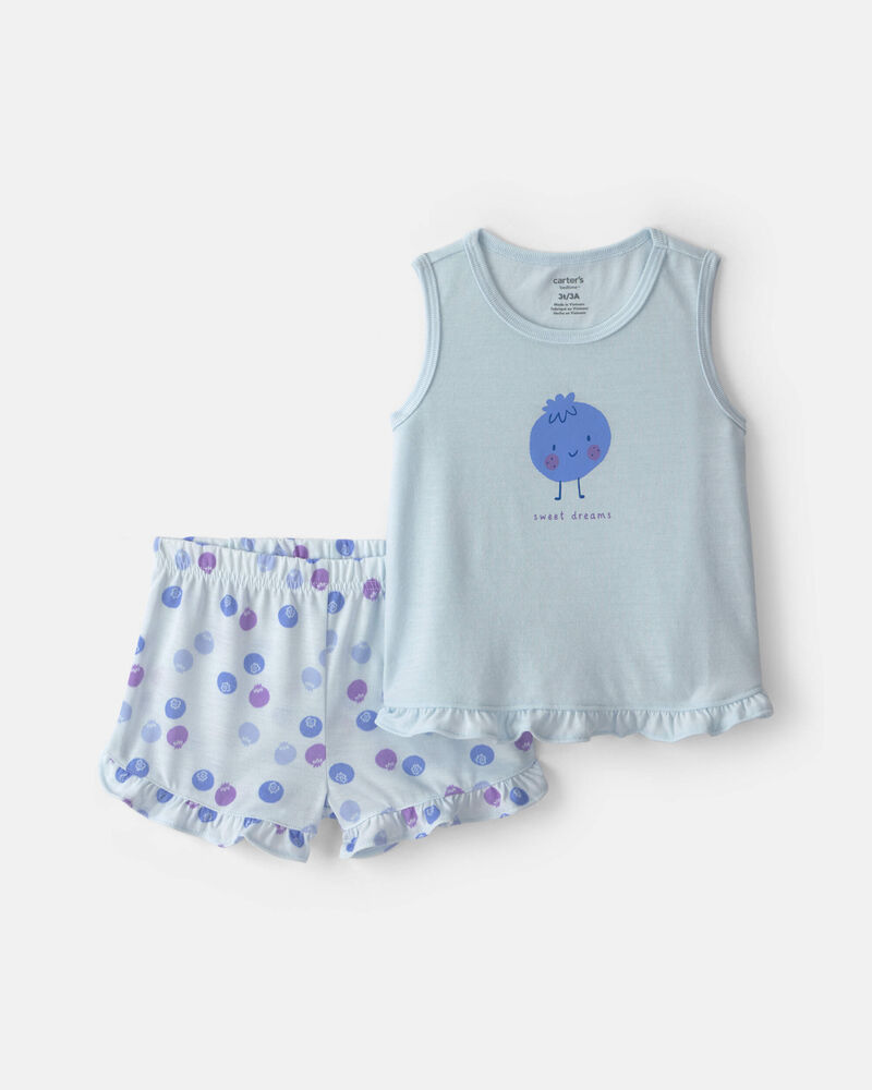 Toddler Girl 2-Piece Blueberry Sleeveless Pyjama Set - Blue, image 1 of 4 slides