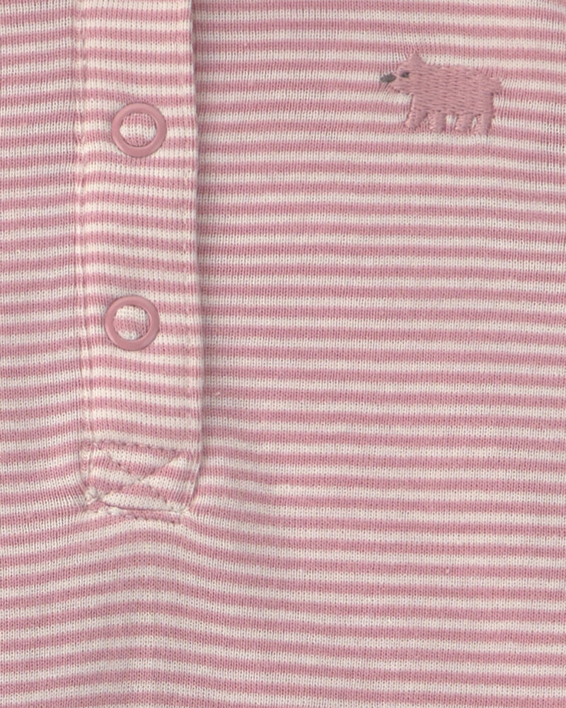 Baby Girl 2-Piece Bear Teddy Fleece Long-Sleeve Bodysuit & Pant Set - Pink, image 3 of 5 slides