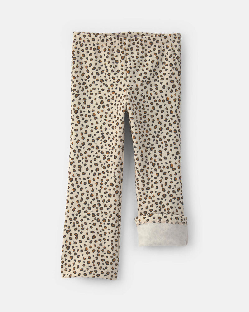 Toddler Girl Leopard Fleece Pull-On Stretch Leggings - Brown, image 3 of 5 slides