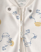Baby Duck 2-Way Zip 100% Cotton Sleeper - Cream, image 2 of 4 slides