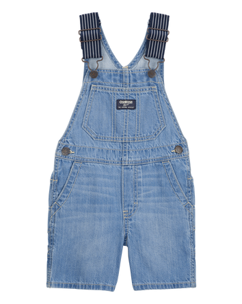 Toddler Denim Shortalls: Hickory Stripe Strap Remix, 