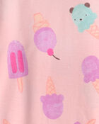 Girls Ice Cream 100% Cotton Short-Sleeve Snug Fit 2-Piece pyjama Set - Pink, image 2 of 3 slides
