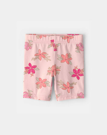 Toddler Girl Tropical Floral Bike Shorts - Pink, 