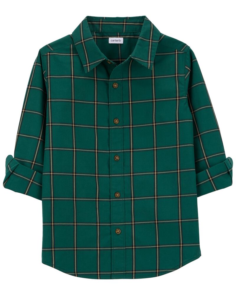 Plaid Button-Front Shirt, image 2 of 4 slides