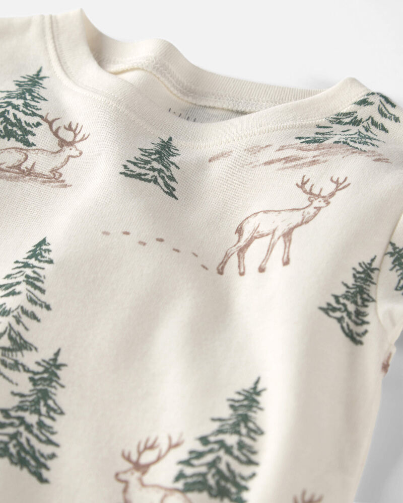 Tout-petit - Pyjama 2 pi&egrave;ces en coton biologique au motif For&ecirc;t de rennes, image 2 sur 3 diapositives