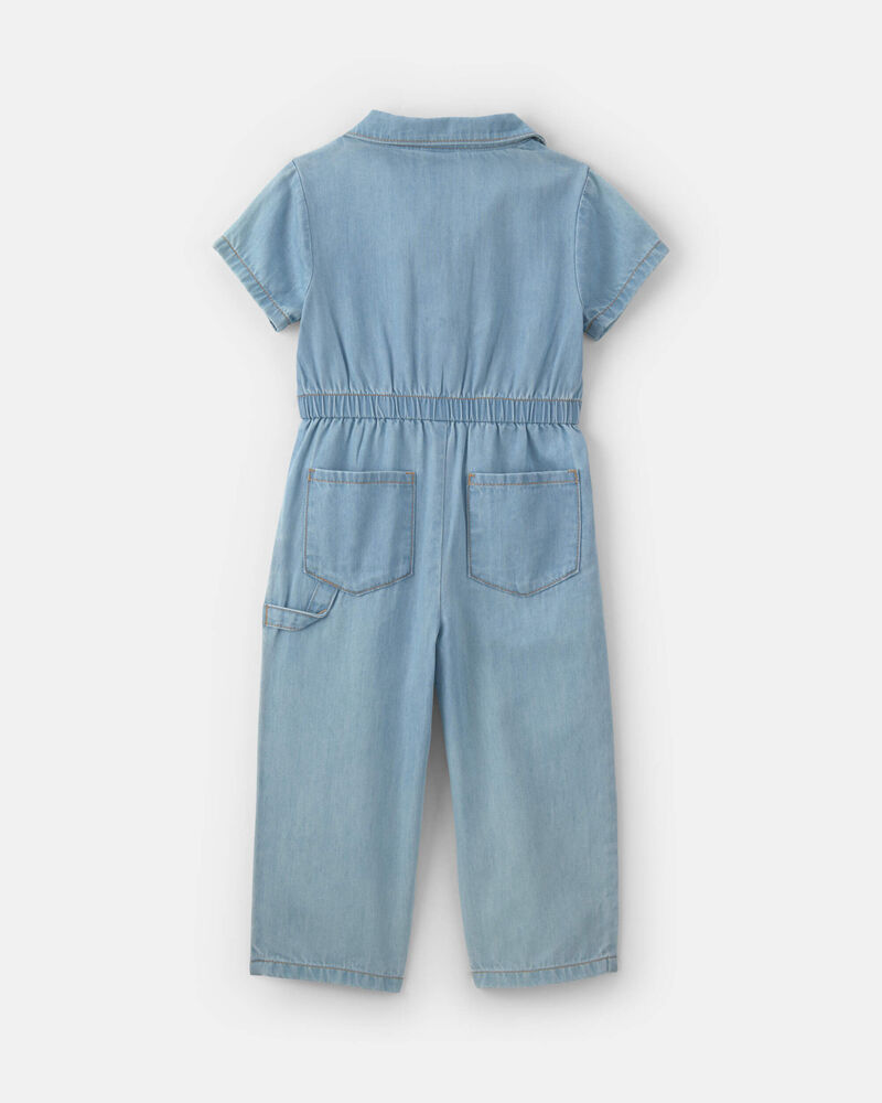 Tout-petit fille - Combinaison en denim &agrave; manches courtes - D&eacute;lav&eacute; clair, image 2 sur 3 diapositives