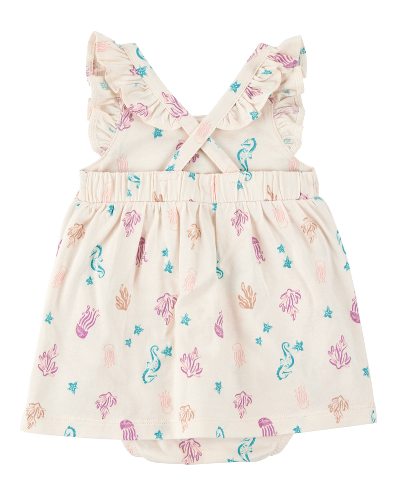 Baby Sea Print Cotton Sunsuit, image 2 of 4 slides