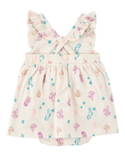 Baby Sea Print Cotton Sunsuit, image 2 of 4 slides