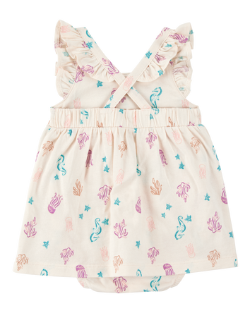 Baby Sea Print Cotton Sunsuit, 