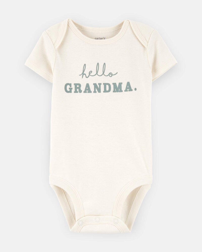 Baby Cotton Short-Sleeve Graphic Bodysuit - White, image 1 of 2 slides