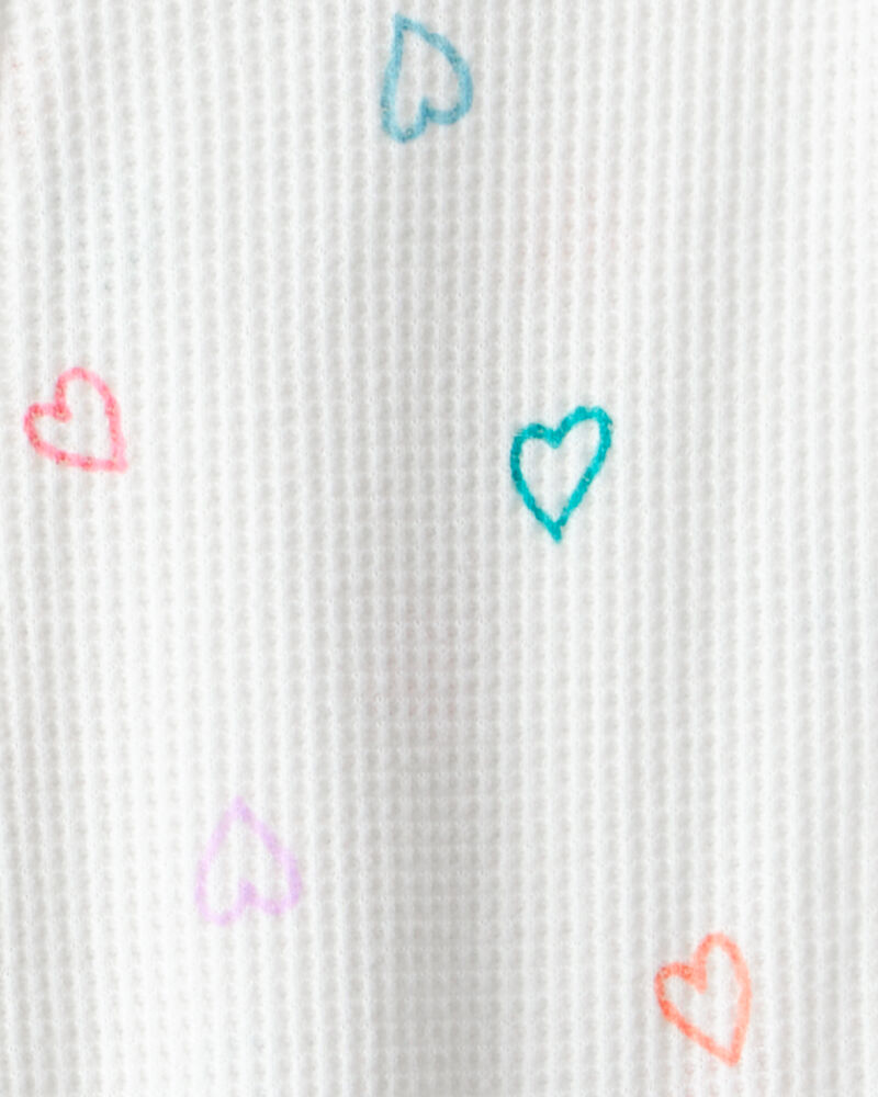 Baby Girl Heart Cotton Snug Fit 2-Way Zip Footie 1-Piece Pyjamas - White, image 3 of 4 slides