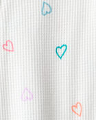 Baby Girl Heart Cotton Snug Fit 2-Way Zip Footie 1-Piece Pyjamas - White, image 3 of 4 slides