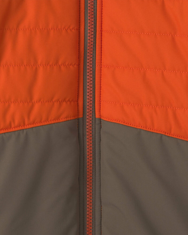 Boys Quilted Mid Weight Jacket- Orange, image 3 of 3 slides
