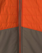 Boys Quilted Mid Weight Jacket- Orange, image 3 of 3 slides