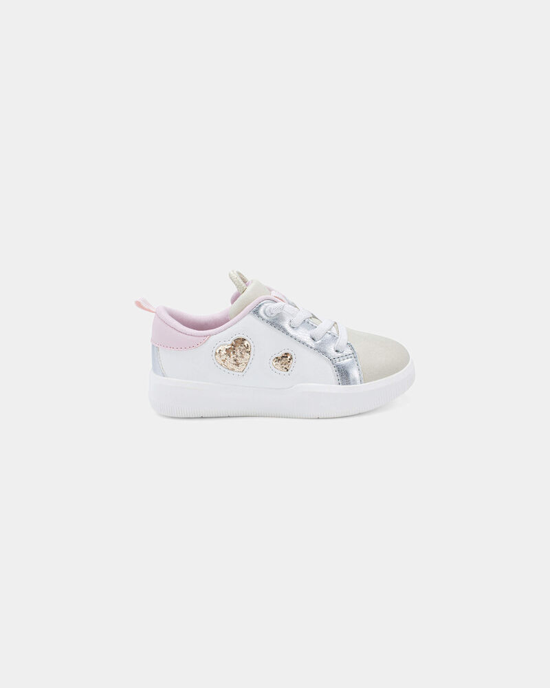 Tout-petit fille - Espadrilles aux couleurs contrast&eacute;es et c&oelig;urs m&eacute;tallis&eacute;s - Blanc, image 2 sur 6 diapositives