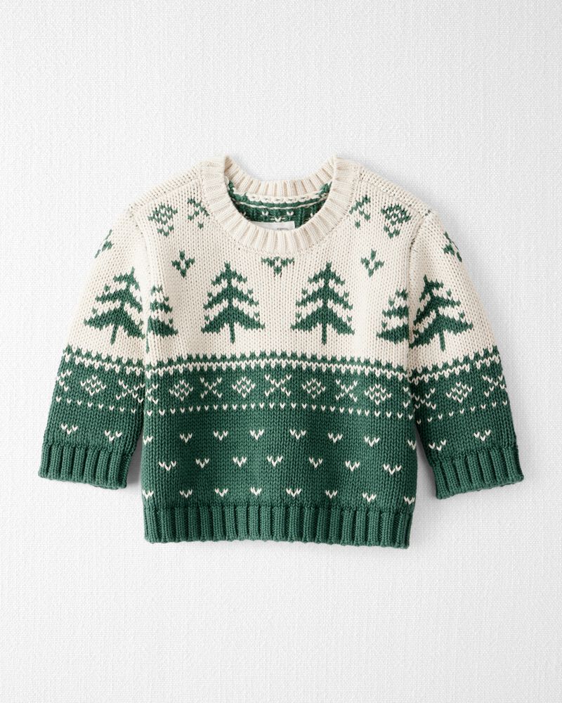 Baby Organic Cotton Fair Isle Sweater Knit Pullover, image 1 of 4 slides