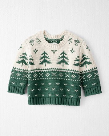 Baby Organic Cotton Fair Isle Sweater Knit Pullover, 
