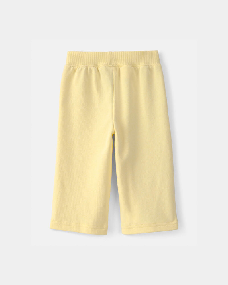 Baby Girl French Terry Wide-Leg Active Pants - Yellow, image 2 of 4 slides