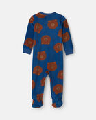 Tout-petit gar&ccedil;on - Pyjama ajust&eacute; 1 pi&egrave;ce en DreamPlush avec pieds &agrave; motif ourson - Bleu marine, image 2 sur 4 diapositives