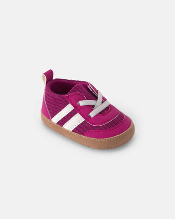 Baby Girl Striped Sneakers - Burgundy, 