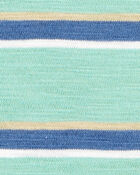 Baby Striped Cotton Blend Short-Sleeve Henley - Green, image 2 of 3 slides