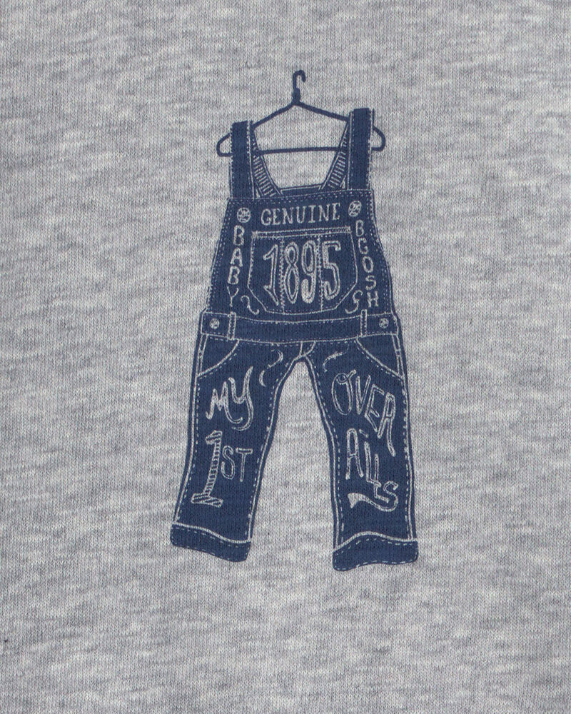 Baby Boy Overall French Terry Sweater - Grey, image 4 of 5 slides