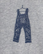 Baby Boy Overall French Terry Sweater - Grey, image 4 of 5 slides