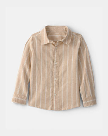 Boys Striped Button-Down Shirt - Brown, 