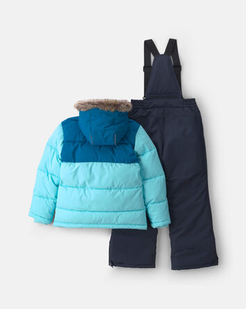 Girls 2 Piece Puffer  Snowsuit- Blue, 
