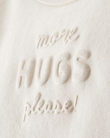 Baby Girl Hugs Fleece Pullover Sweatshirt - Cream, 