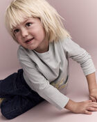 Toddler 'See Ya' Long-Sleeve Pocket Relaxed Graphic Tee - Sage, image 5 of 6 slides