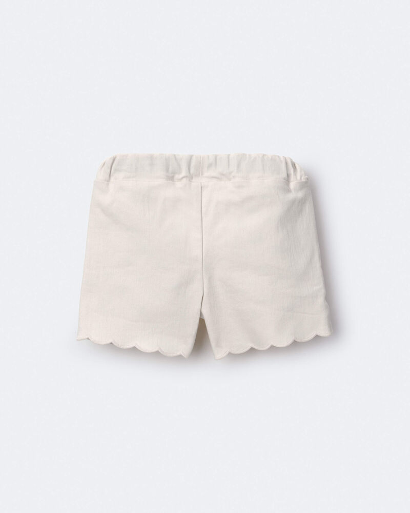 Toddler Girl Floral Scalloped Short - Cream, image 6 of 7 slides