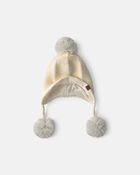 Girls Kombi Dangle Peruvian Hat - Cream, image 2 of 3 slides