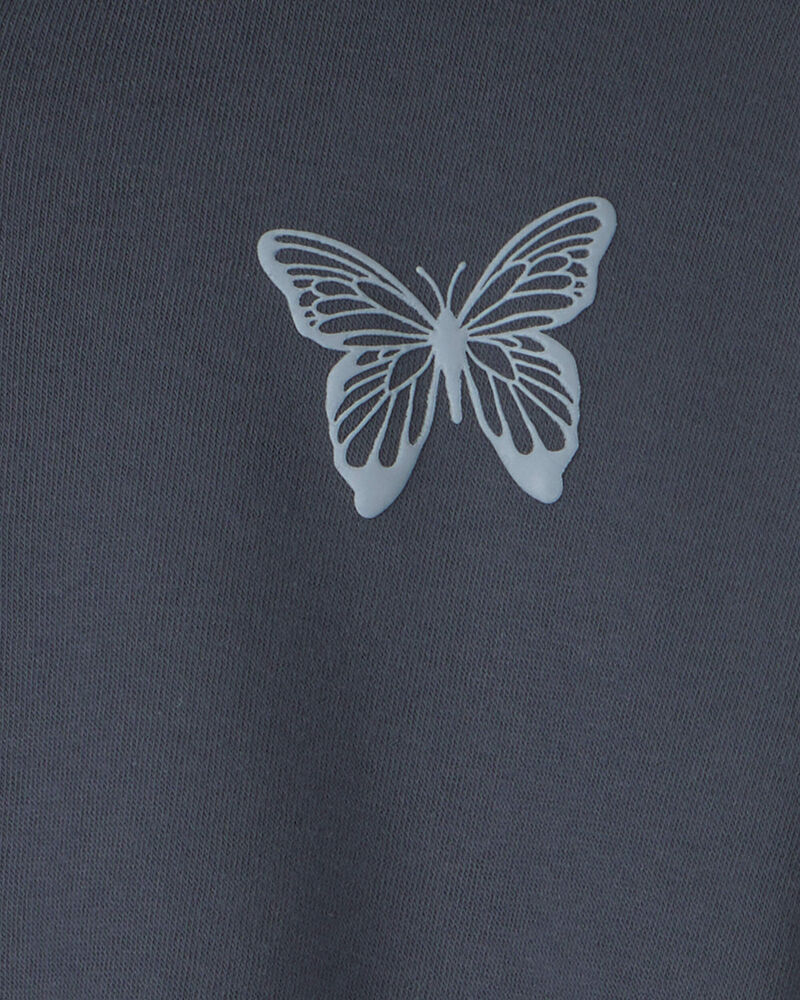 Girls 'Butterfly' Fleece Zip-Up Hoodie - Navy Blue, image 4 of 6 slides