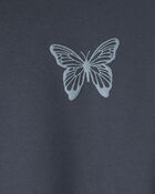 Girls 'Butterfly' Fleece Zip-Up Hoodie - Navy Blue, image 4 of 6 slides