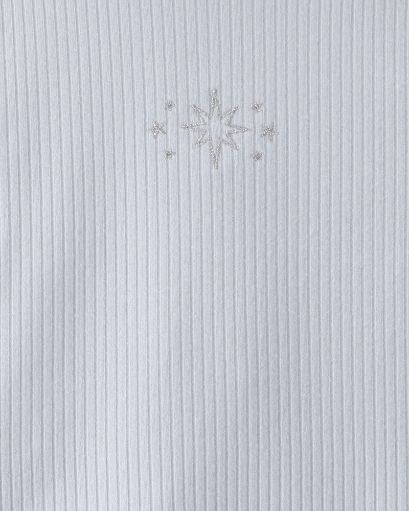 Filles - T-shirt manches longues &agrave; col chemin&eacute;e et flocons de neige &ndash; Gris, image 2 sur 2 diapositives