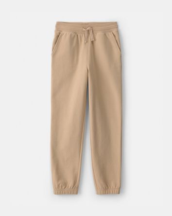 Kid Drawstring Knit Joggers - Beige, 