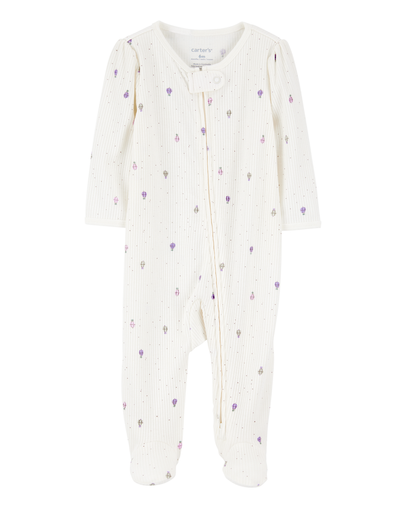Baby Girl Air Balloon 2-Way Zipper Textured Sleeper, image 1 of 3 slides