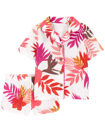 2-Piece Floral Coat-Style Loose Fit Pyjama Set, 