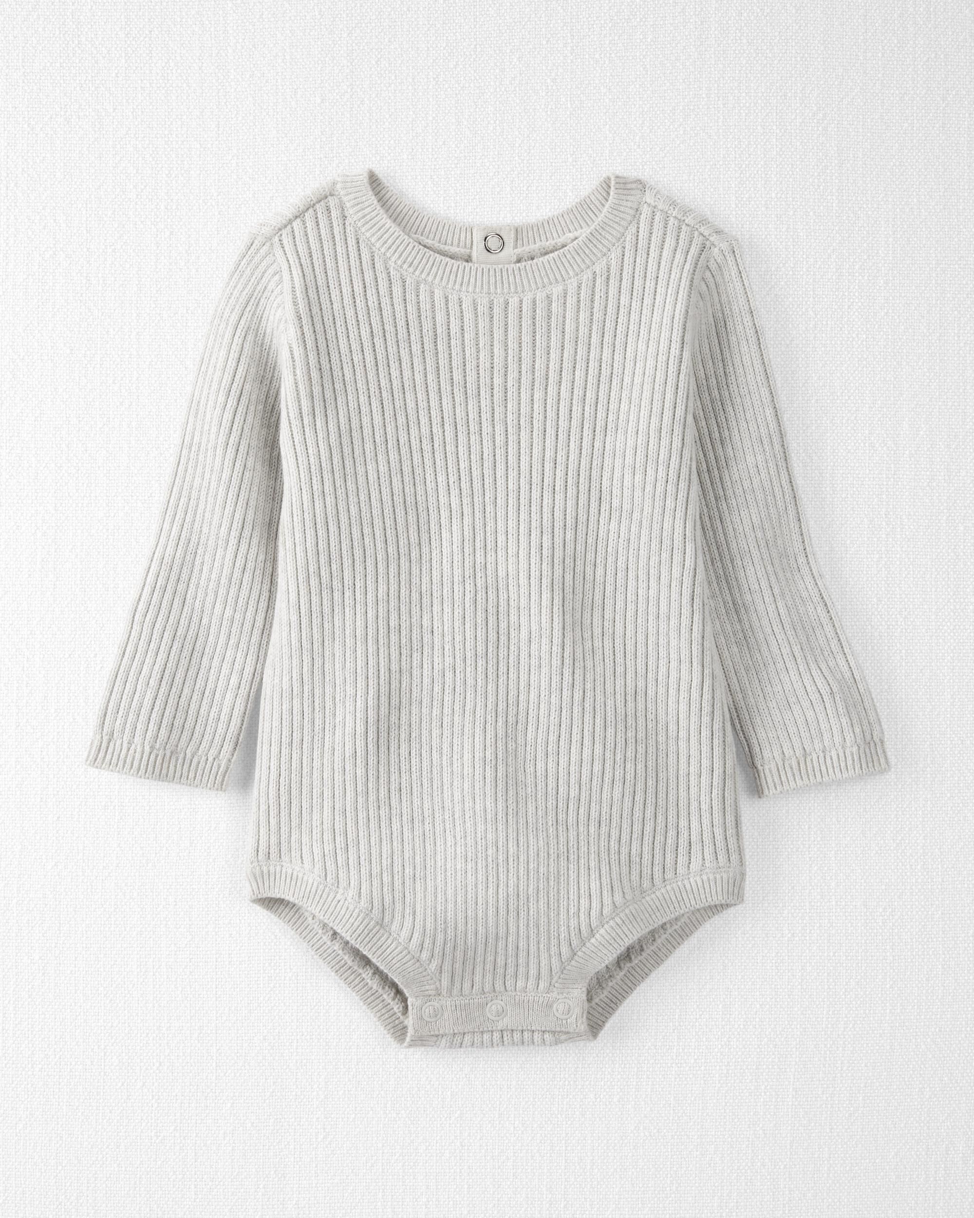 Baby Girls Baby Organic Cotton Rib Sweater Knit Bodysuit 3M Little Planet