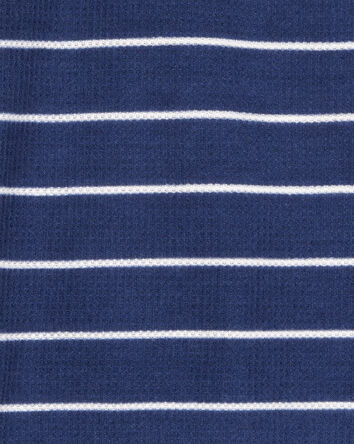 Kid Striped Loose Fit Waffle Knit 2-Piece Pyjamas - Navy, 