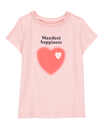 Kid Manifest Happiness Short-Sleeve Graphic Tee - Pink, 