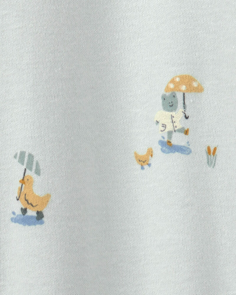 Baby 2-Way Zip Frog & Duck Cotton Sleepers - Green, image 5 of 6 slides
