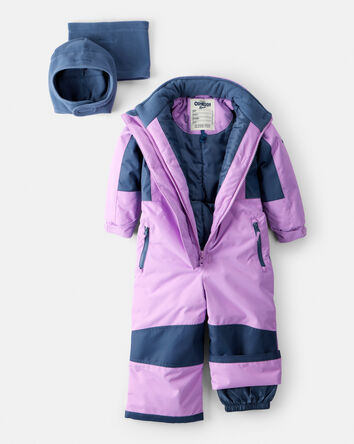 Bébé fille - Combinaison de neige 1 pièce pour fille avec bonnet et cache-cou en polaire
, 