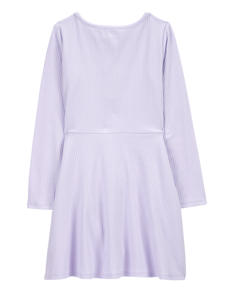 Kid Long-Sleeve Ribbed Dress, image 2 of 4 slides