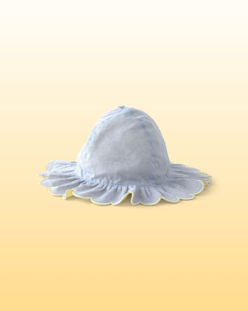 B&eacute;b&eacute; fille - Chapeau de soleil festonn&eacute; Winnie l&rsquo;Ourson de Disney&reg; - Bleu, 