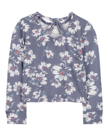 Enfant Haut mode à manches longues en tricot à motifs de fleurs, 