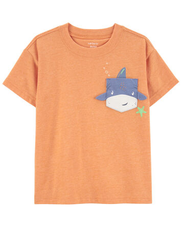 T-shirt à poche à imprimé de requin, 